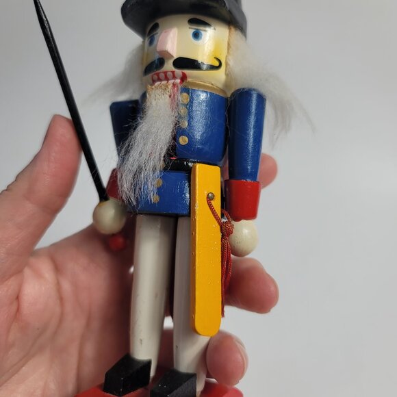 Vintage Santa's Workbench Nutcracker Baron Blue Uniform Black Hat with Star - Picture 7 of 13